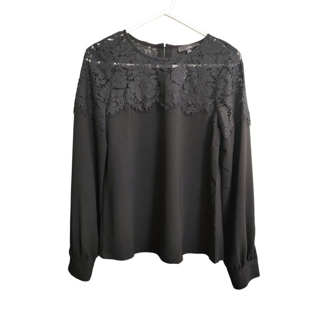 Brand New Lulus Women’s Size XS Black Lace Long Sleeve Blouse Top Shirt